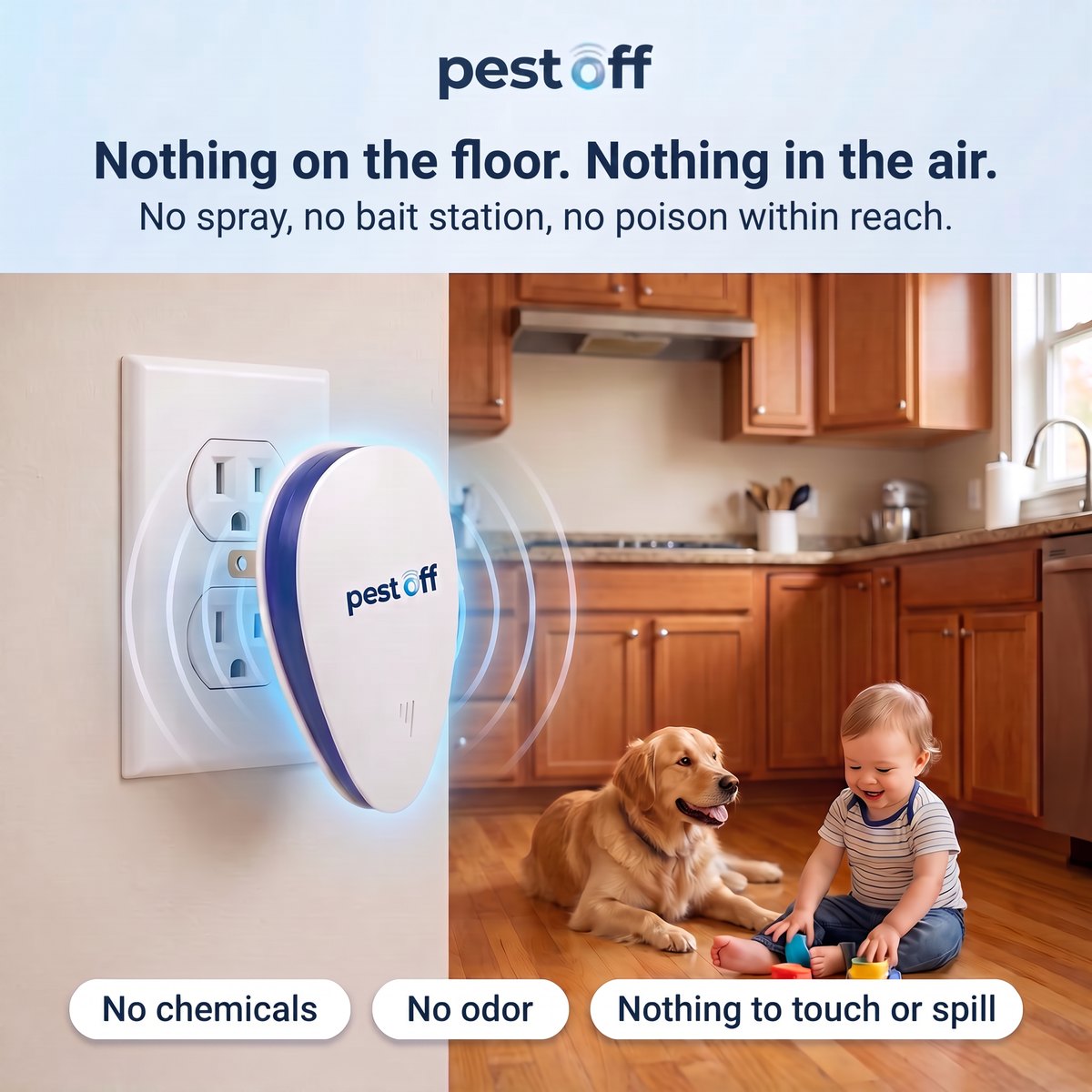 Nothing on the floor, nothing in the air - safe around kids and pets