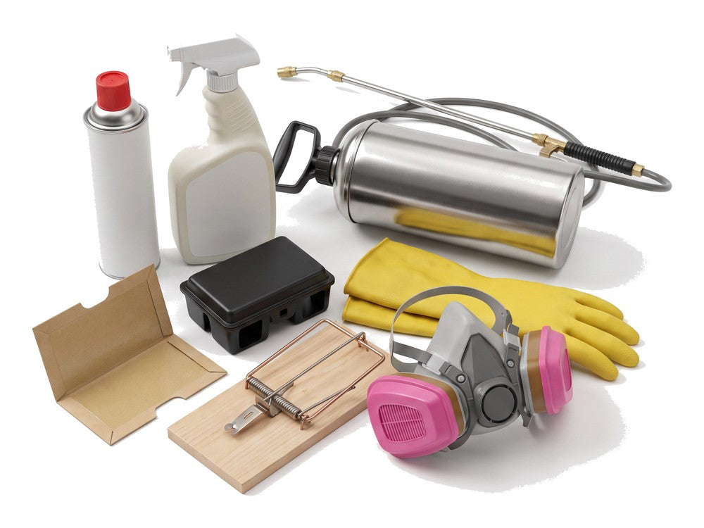 Sprays, bait stations, traps and exterminator equipment
